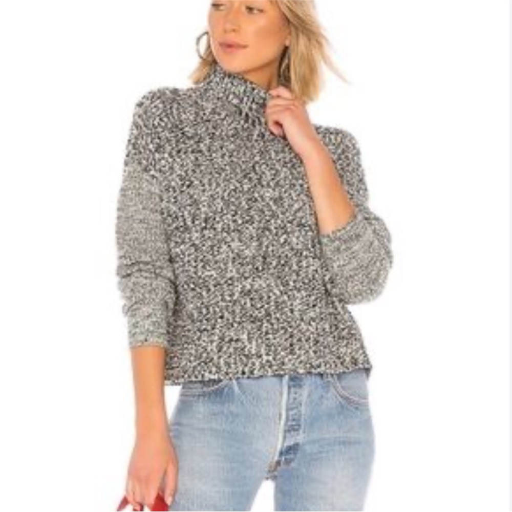ANTHRO REVOLVE JOHN + JENN BRYCE CHUNKY BLACK WHITE MOCK TURTLENECK SWEATER L